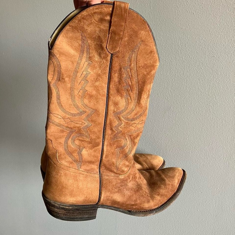 Lucchese Brown Suede Cowboy Boots